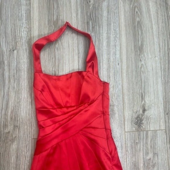 Karen Millen red satin like midi dress halter top size 2 - Picture 4 of 16